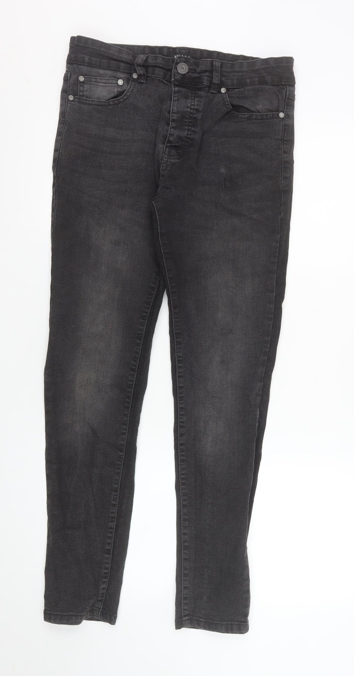 boohooMAN Men’s Black Slim Skinny Jeans Size 32 Dark Wash Denim