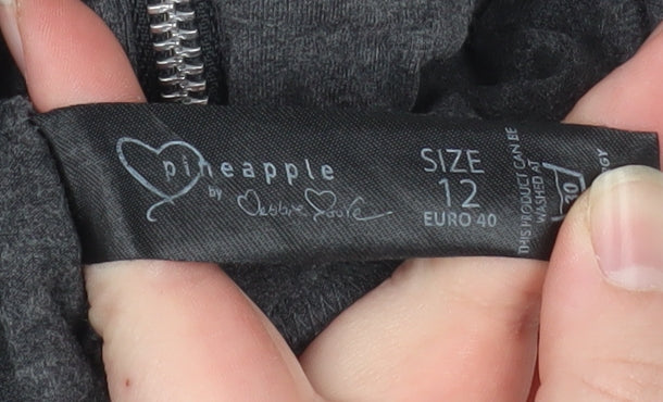 Pineapple Womens Grey Hooded Dance Jacket Size 12 Full Zip Cotton