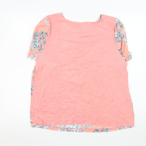 Marks and Spencer Women Pink Floral Blouse Size 16 Short Sleeve