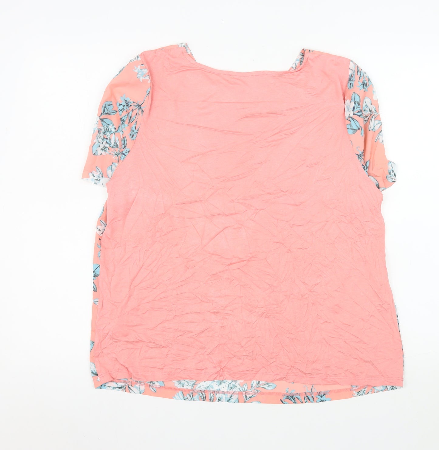 Marks and Spencer Women Pink Floral Blouse Size 16 Short Sleeve