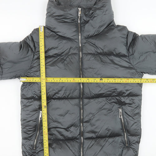 Mango Women's Black Puffer Jacket Size 8 Lightweight Quilted Zip Coat