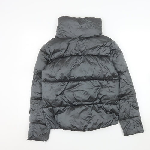Mango Women's Black Puffer Jacket Size 8 Lightweight Quilted Zip Coat