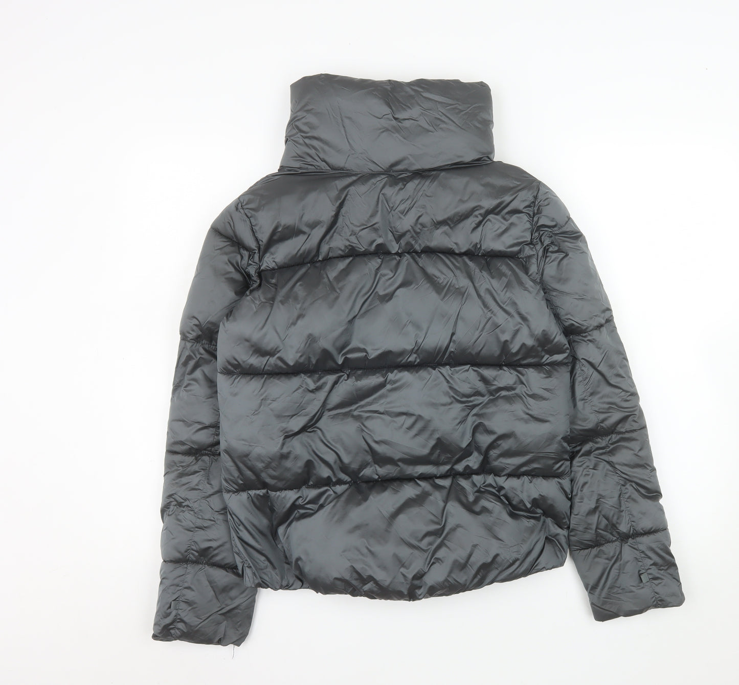 Mango Women's Black Puffer Jacket Size 8 Lightweight Quilted Zip Coat