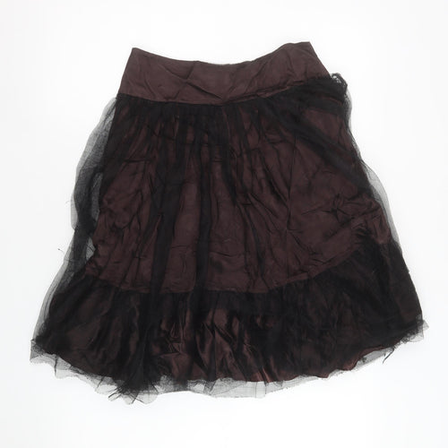 Karen Millen Women Black Floral Embroidered A-Line Skirt Size 8