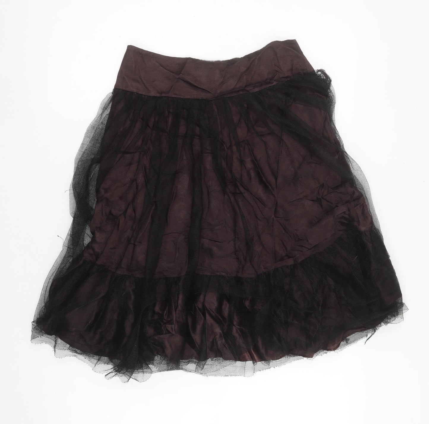 Karen Millen Women Black Floral Embroidered A-Line Skirt Size 8