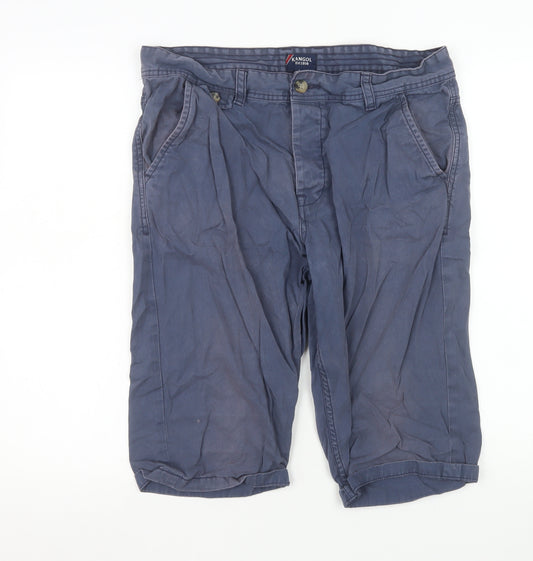 Kangol Men's Blue Chino Shorts Size L Casual Pleated Cotton