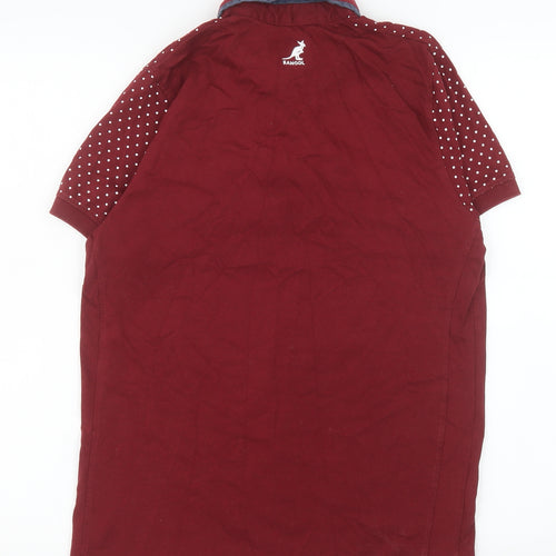 Kangol Men’s Red Polka Dot Short Sleeve Cotton Polo Shirt Size S