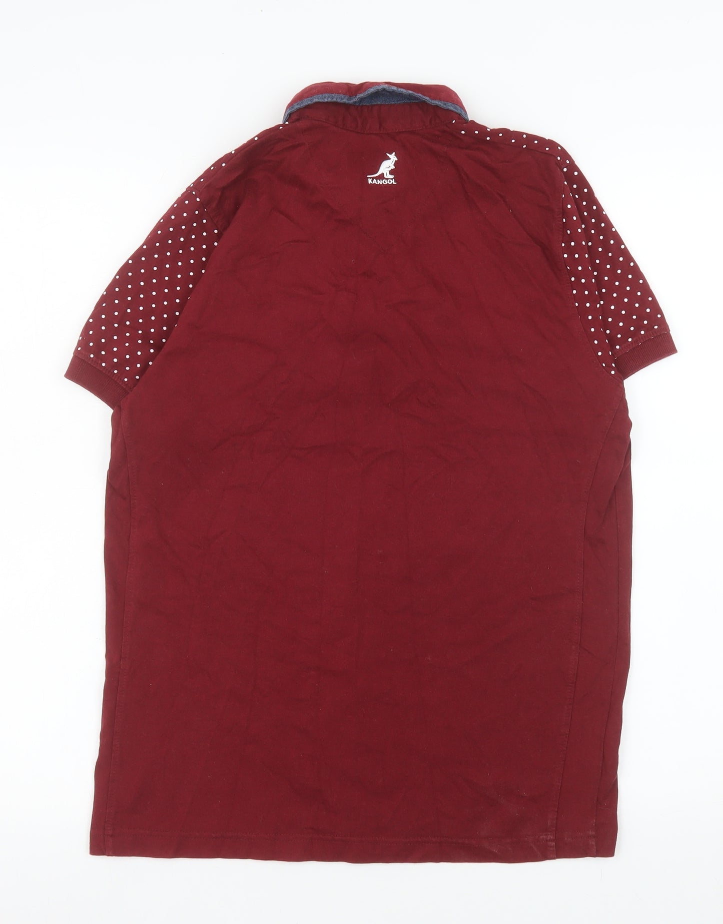 Kangol Men’s Red Polka Dot Short Sleeve Cotton Polo Shirt Size S