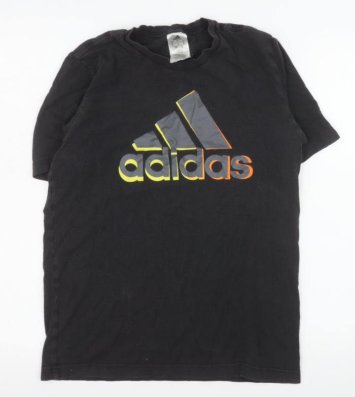 Adidas Men’s Black Cotton Logo Sports T-Shirt Size S