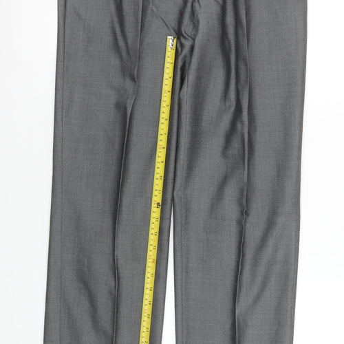 Torre Cerimonia Men's Grey Wool Blend Pleated Dress Trousers 34L