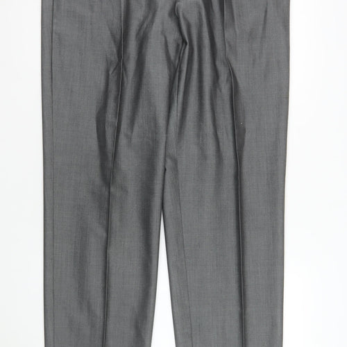 Torre Men’s Grey Wool Blend Pleated Formal Dress Trousers Size 40