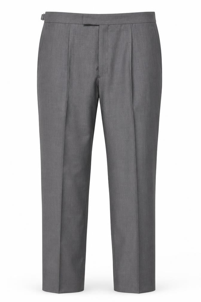 Torre Men’s Grey Wool Blend Pleated Formal Dress Trousers Size 40