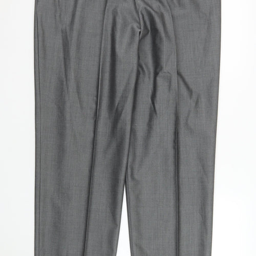 Torre Men’s Grey Wool Blend Pleated Formal Dress Trousers Size 40