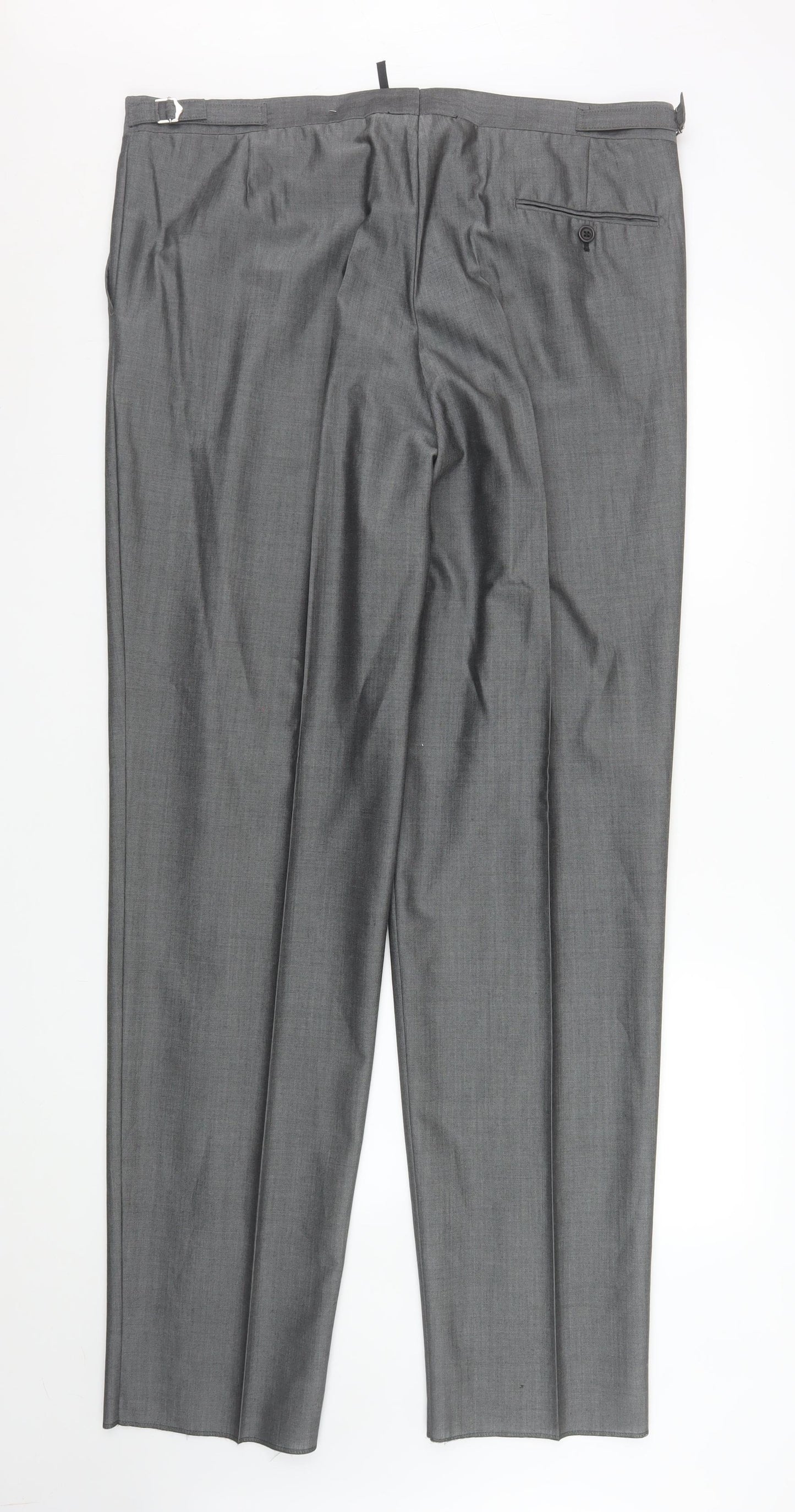 Torre Men’s Grey Wool Blend Pleated Formal Dress Trousers Size 40