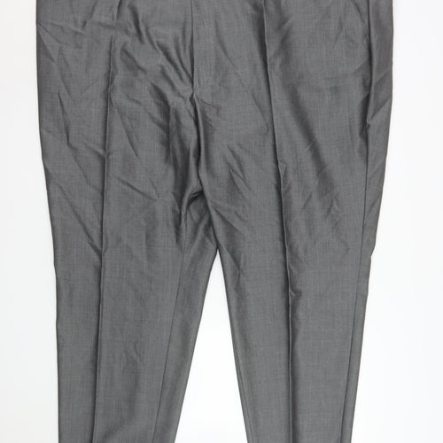 Torre Men Grey 58S Wool Mohair Formal Dress Trousers
