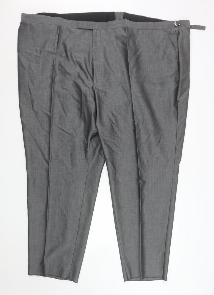 Torre Men Grey 58S Wool Mohair Formal Dress Trousers