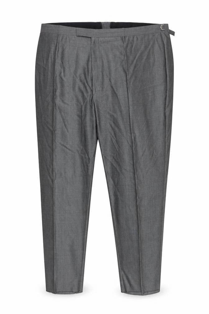 Front view of Torre Men Grey 58S Wool Mohair Formal Dress Trousers