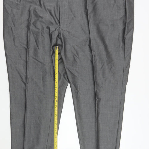 Torre Men Grey 58S Wool Mohair Formal Dress Trousers