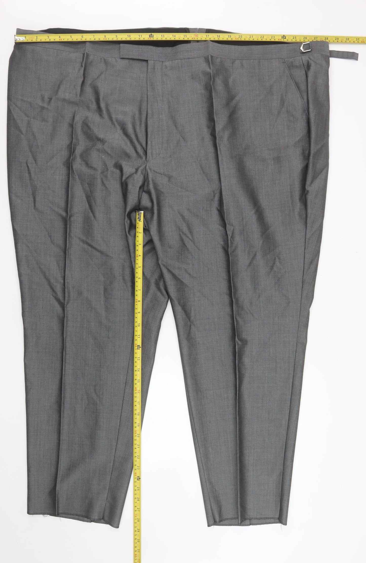Torre Men Grey 58S Wool Mohair Formal Dress Trousers