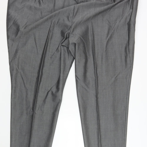 Torre Men Grey 58S Wool Mohair Formal Dress Trousers
