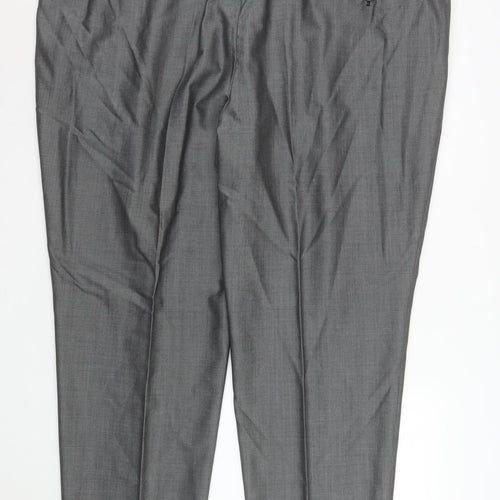 Torre Cerimonia Men's Grey Wool Blend Dress Pants UK 50S Classic Fit