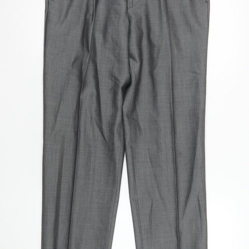 Torre Cerimonia Men's Grey 34R Wool Blend Pleated Dress Trousers