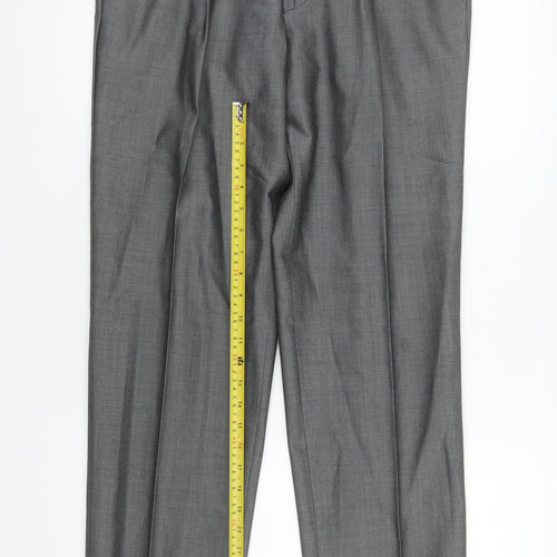 Torre Cerimonia Men's Grey 34R Wool Blend Pleated Dress Trousers