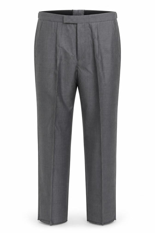 Front view of Torre Cerimonia Men's Grey Wool Blend Dress Pants 32R Formal Trousers