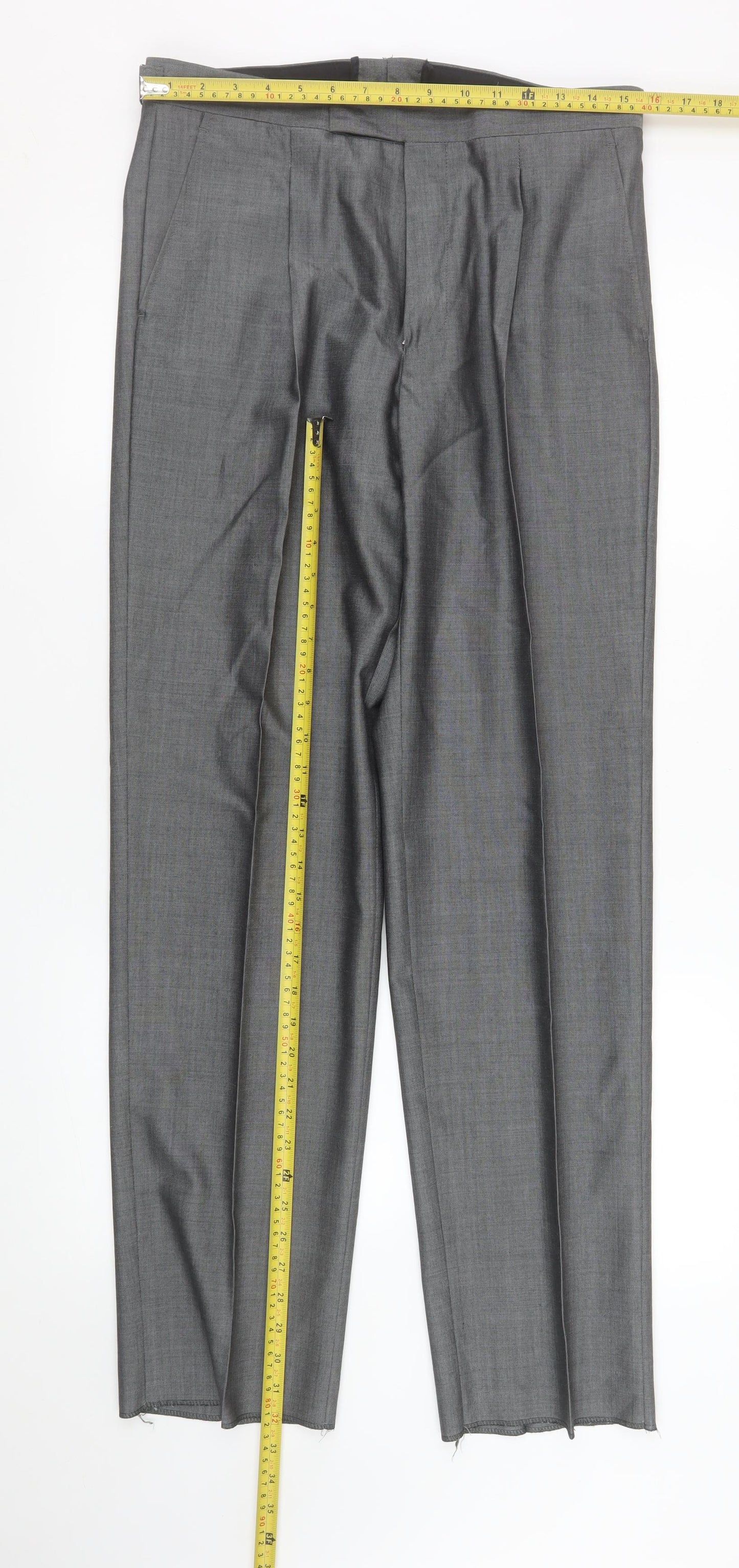 Torre Cerimonia Men's Grey Wool Blend Dress Pants 32R Formal Trousers