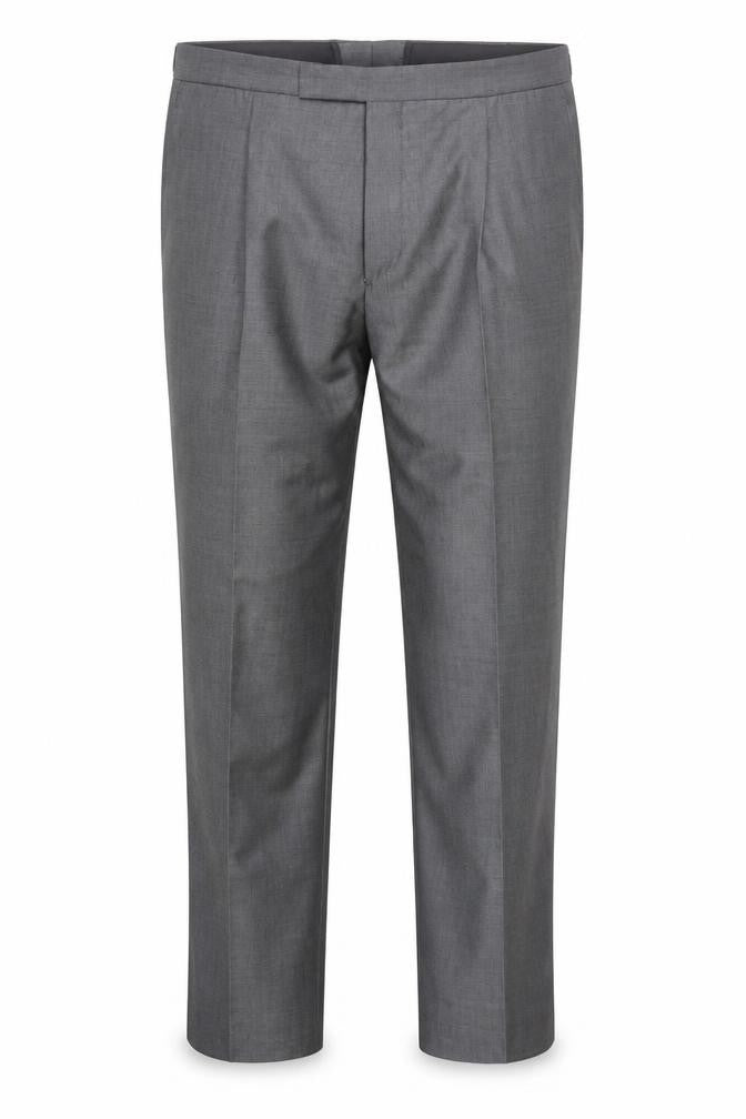 Front view of Torre Men’s Grey Wool Blend Pleated Dress Trousers Size 40S