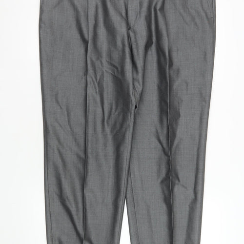 Torre Men’s Grey Wool Blend Pleated Formal Trousers 40 in Waist 28 in Leg