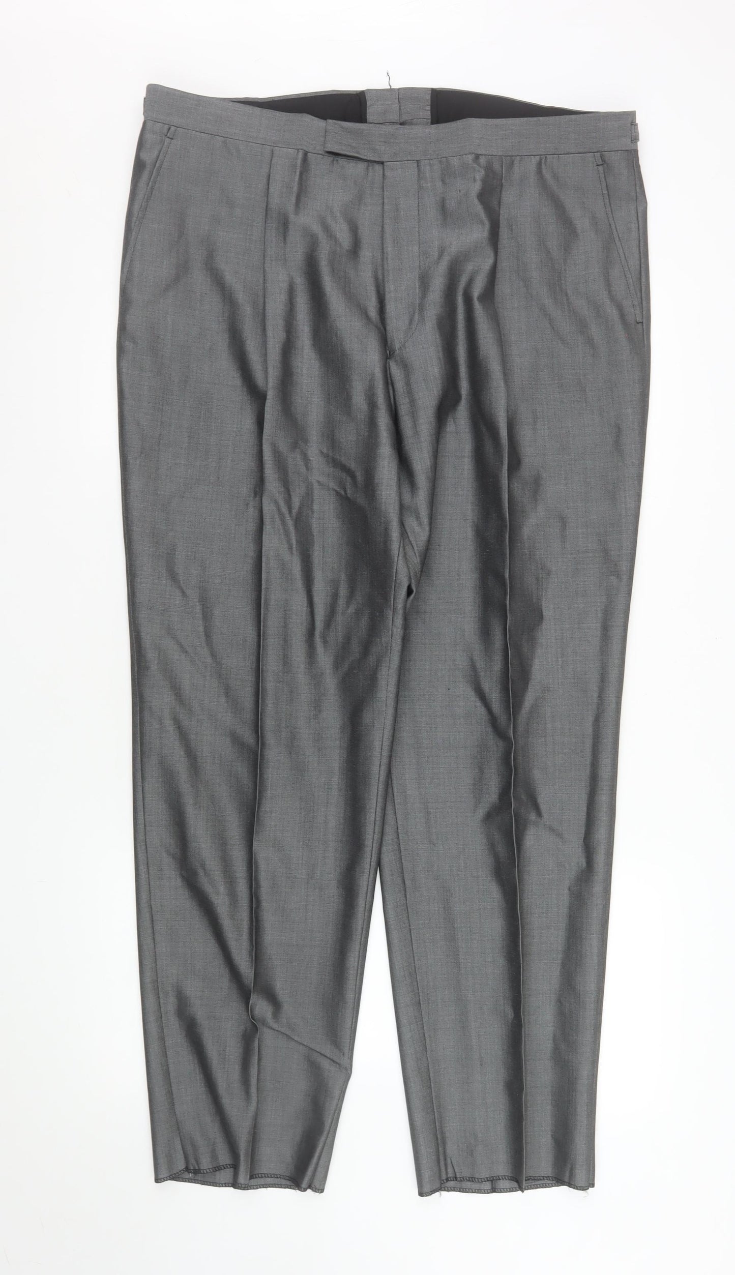 Torre Men’s Grey Wool Blend Pleated Formal Trousers 40 in Waist 28 in Leg