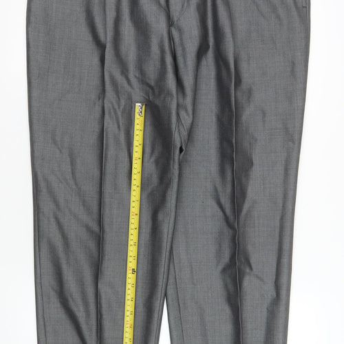 Torre Men’s Grey Wool Blend Pleated Formal Trousers 40 in Waist 28 in Leg