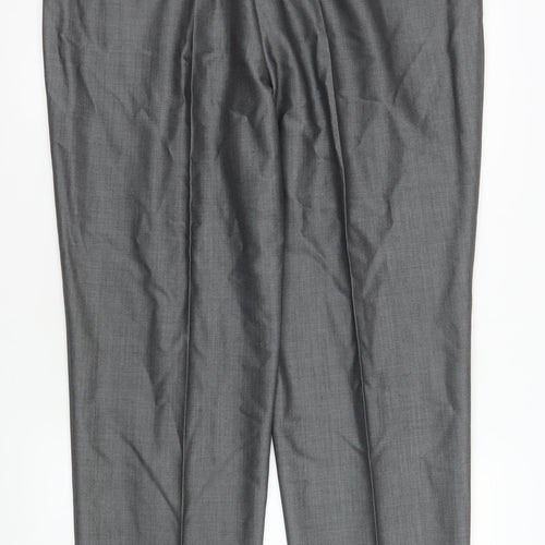 Torre Men’s Grey Wool Blend Pleated Formal Trousers 40 in Waist 28 in Leg