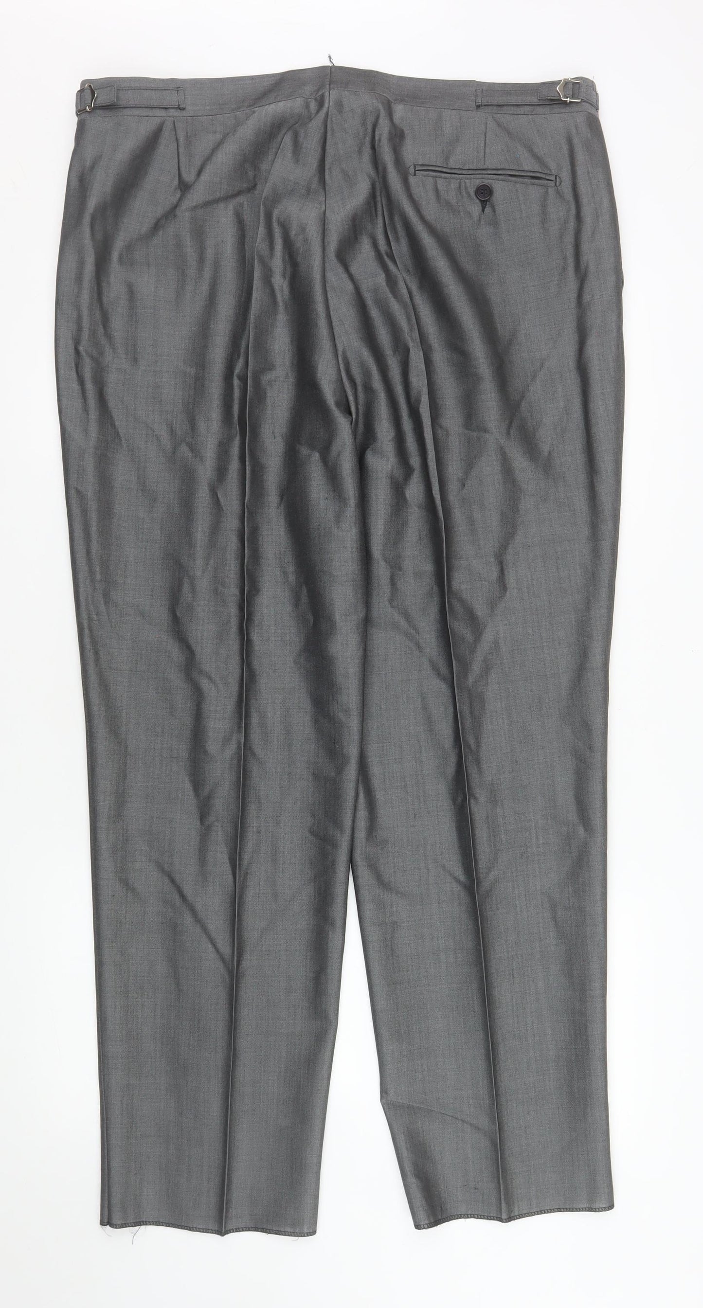 Torre Men’s Grey Wool Blend Pleated Formal Trousers 40 in Waist 28 in Leg