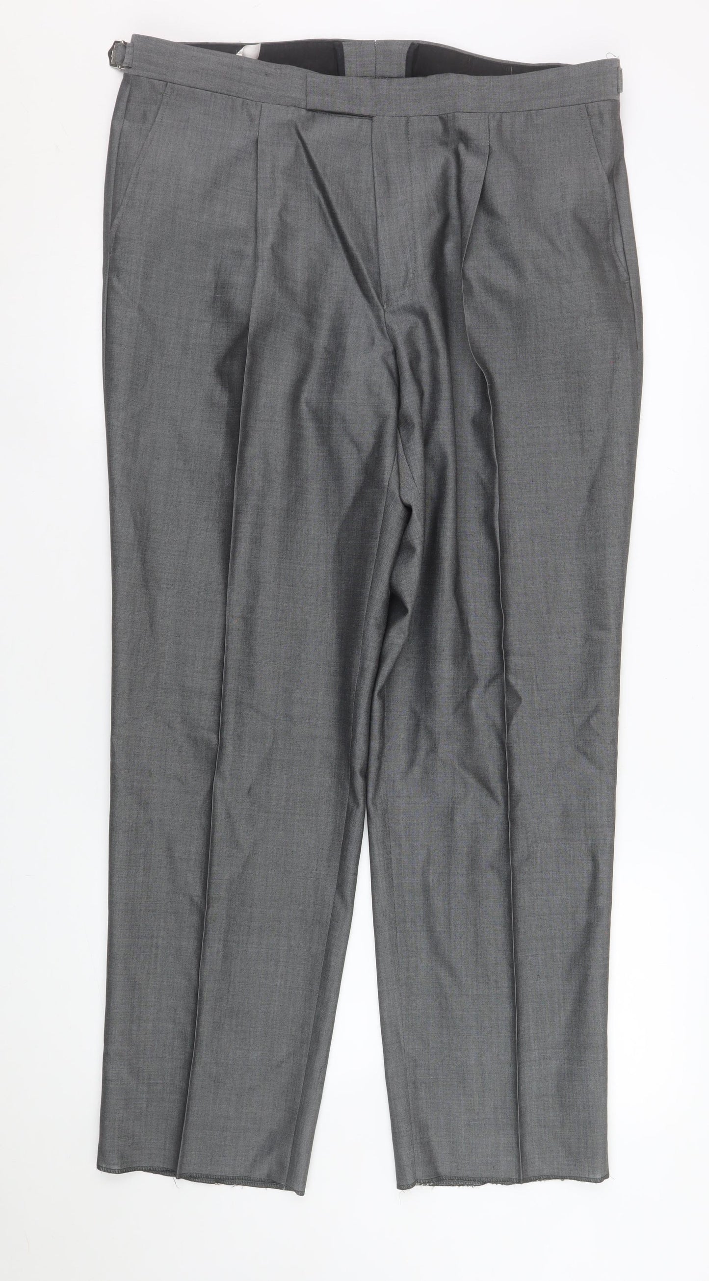 Torre Men’s Grey Pleated Formal Wool Blend Dress Trousers Size 38R