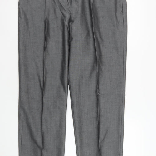 Torre Men's Grey 36S Wool Blend Pleated Dress Pants Trousers