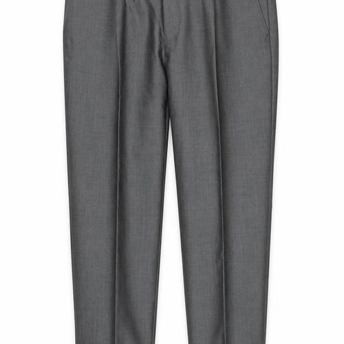 Torre Men's Grey 36S Wool Blend Pleated Dress Pants Trousers