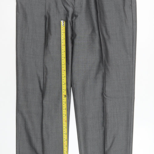 Torre Men's Grey 36S Wool Blend Pleated Dress Pants Trousers
