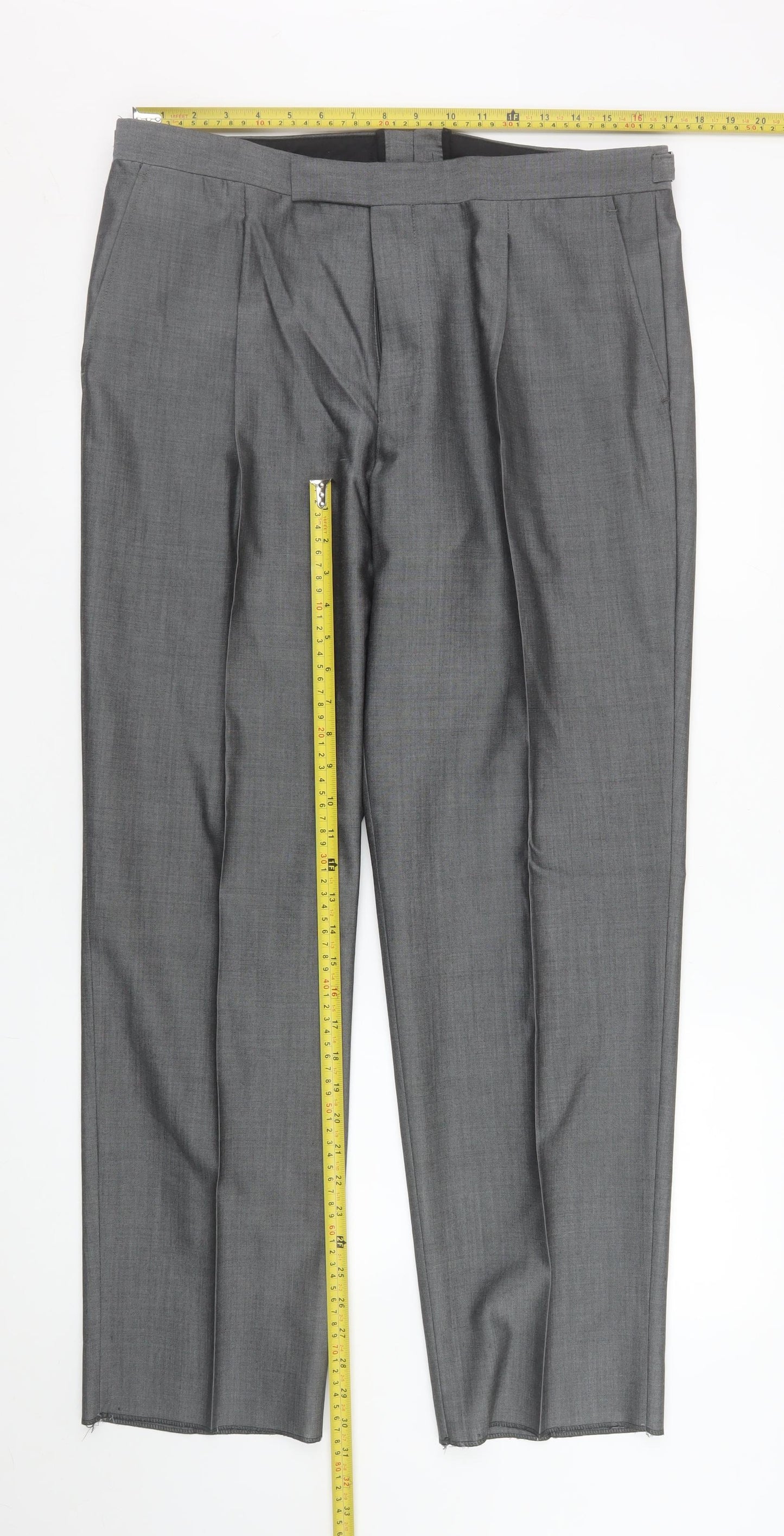 Torre Men's Grey 36S Wool Blend Pleated Dress Pants Trousers