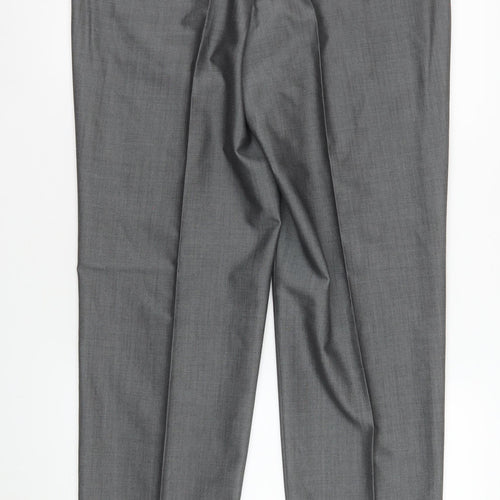Torre Men's Grey 36S Wool Blend Pleated Dress Pants Trousers