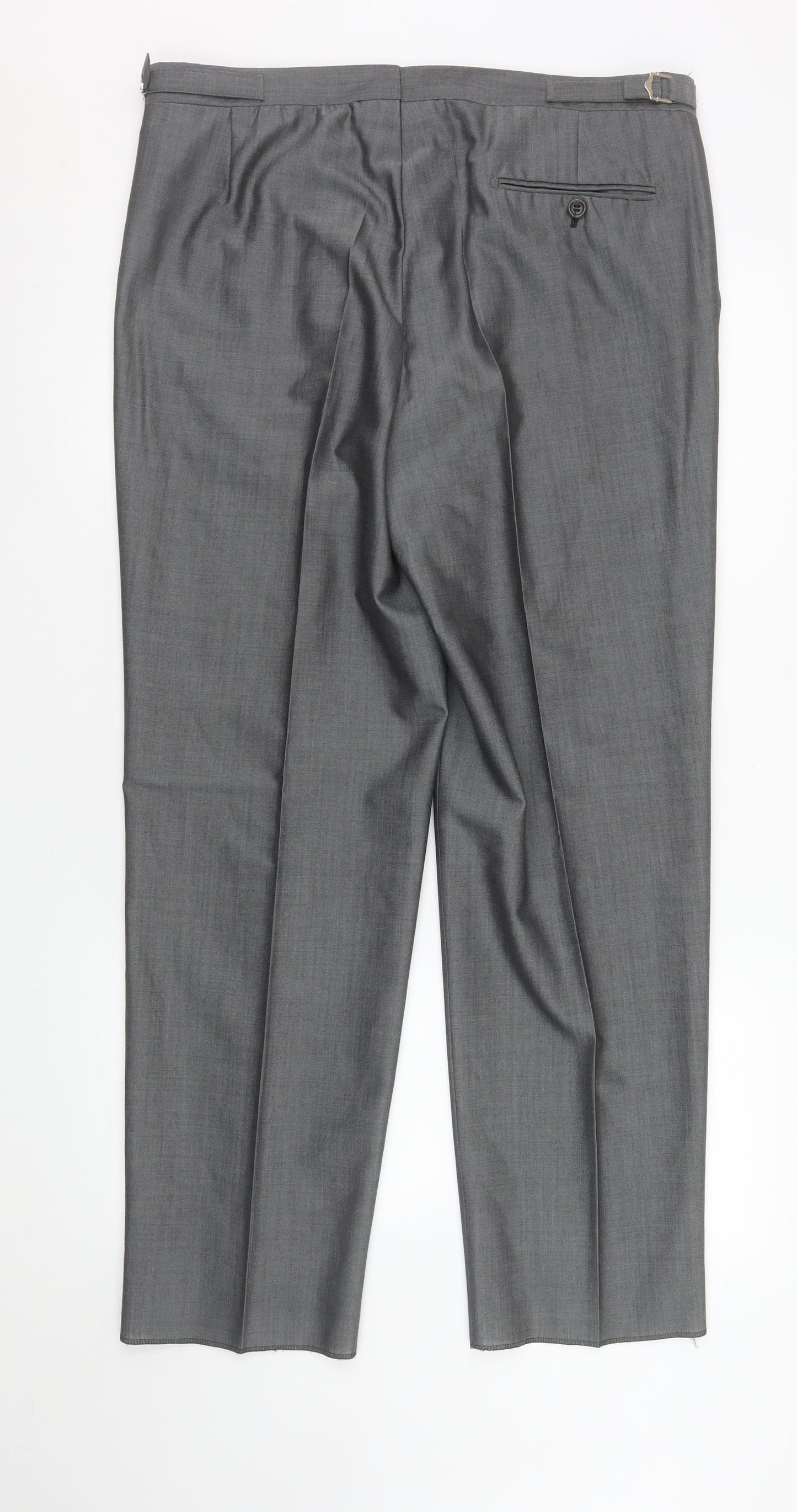 Torre Men's Grey 36S Wool Blend Pleated Dress Pants Trousers