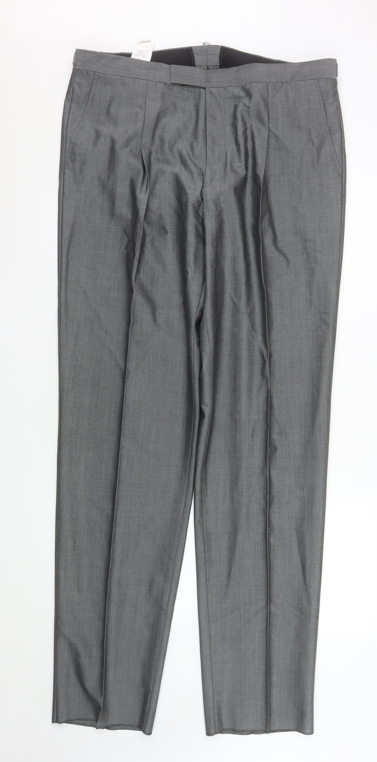 Torre Men’s Grey Wool Mohair Blend Pleated Dress Trousers 38W