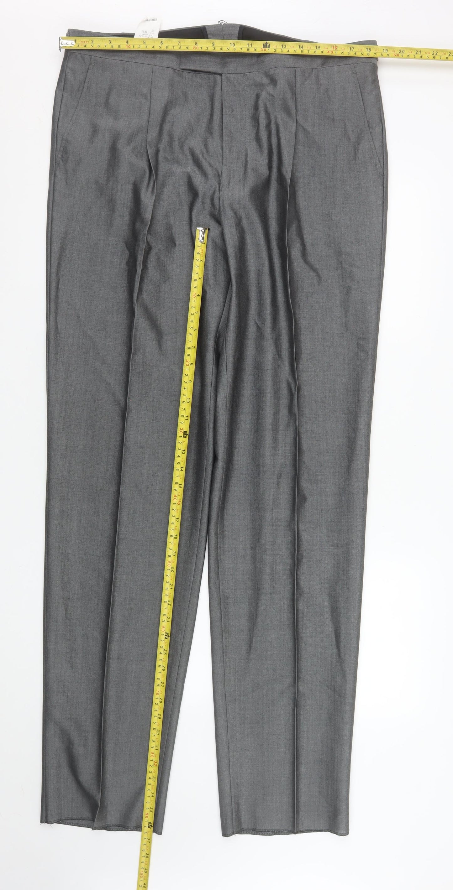 Torre Men’s Grey Wool Mohair Blend Pleated Dress Trousers 38W