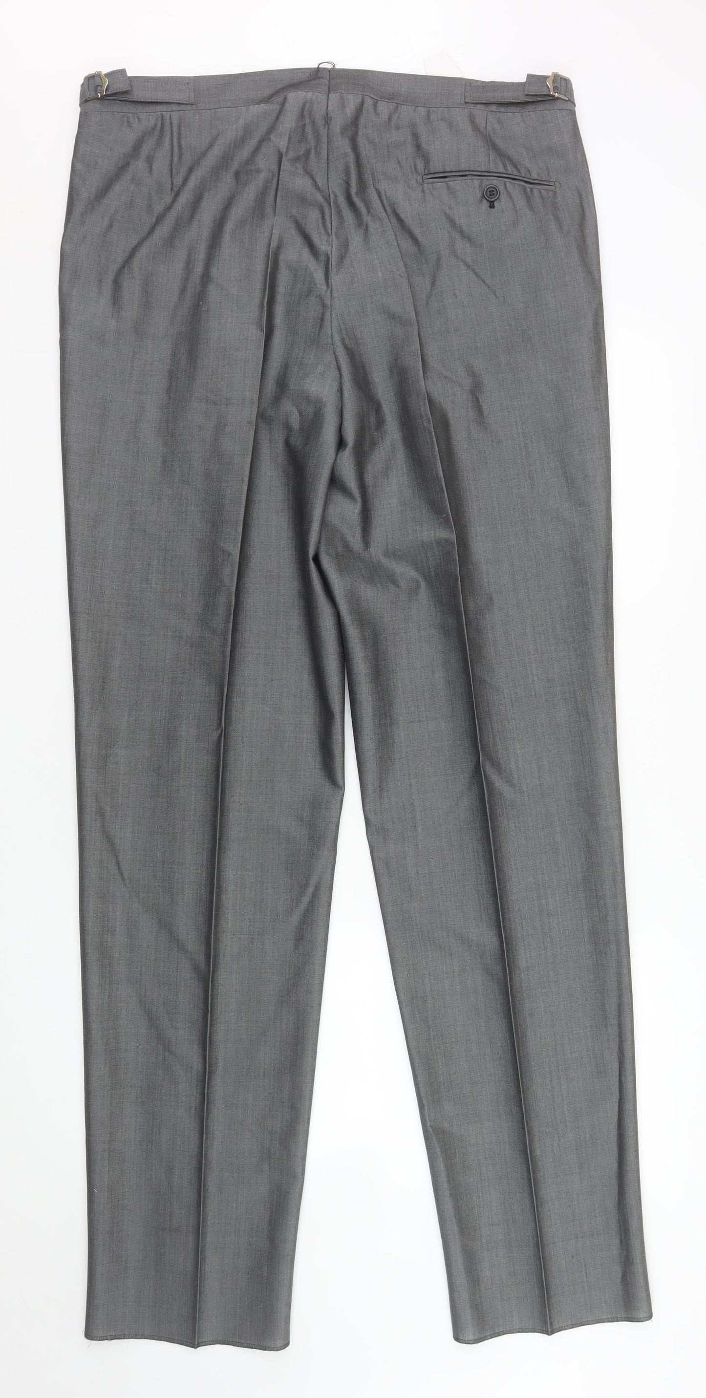 Torre Men’s Grey Wool Mohair Blend Pleated Dress Trousers 38W