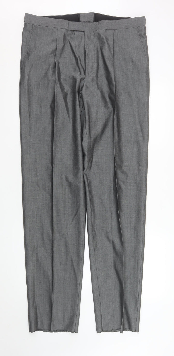 Torre Cerimonia Men's Grey Dress Pants Size XL Wool Blend Pleated Formal Trousers