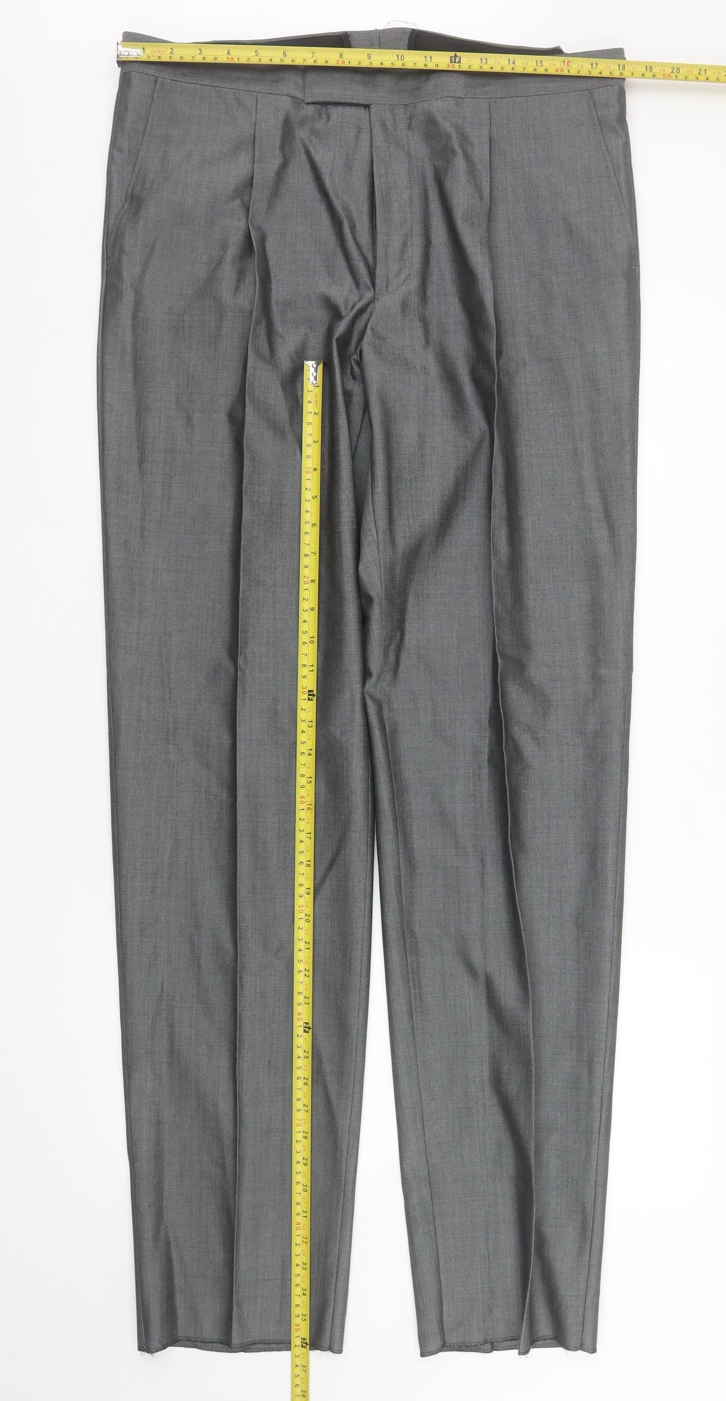 Torre Cerimonia Men's Grey Dress Pants Size XL Wool Blend Pleated Formal Trousers