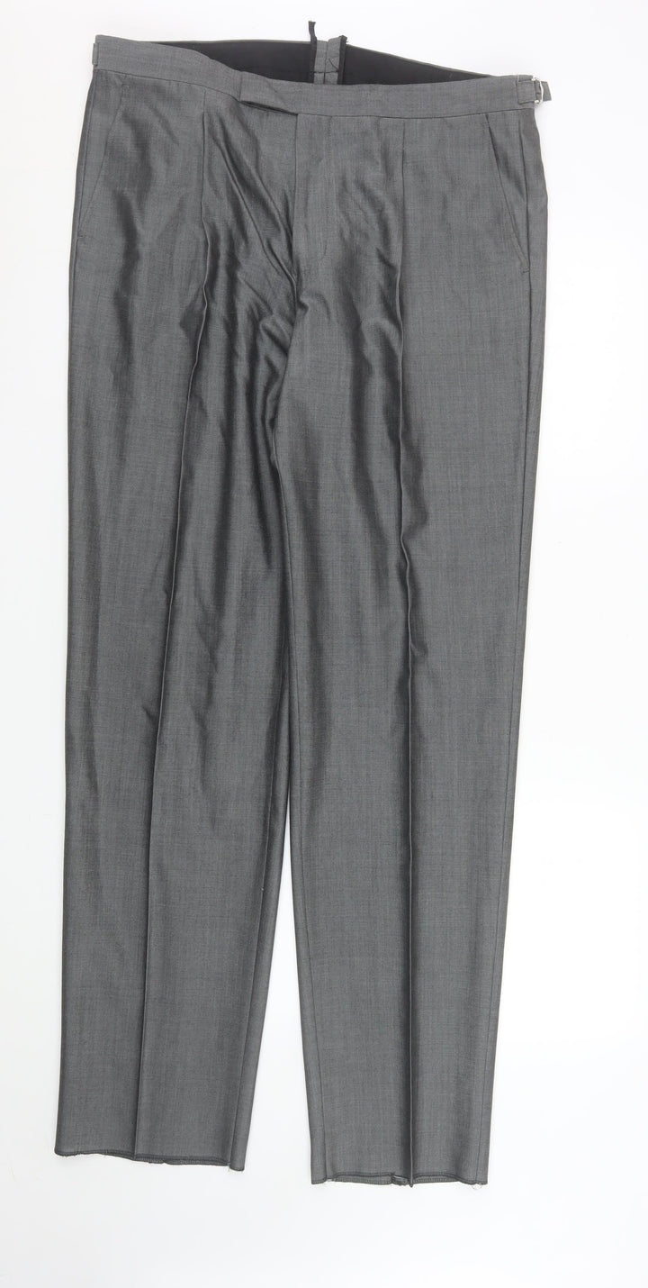 Torre Cerimonia Men's Grey 36L Formal Dress Trousers Wool Mohair Blend