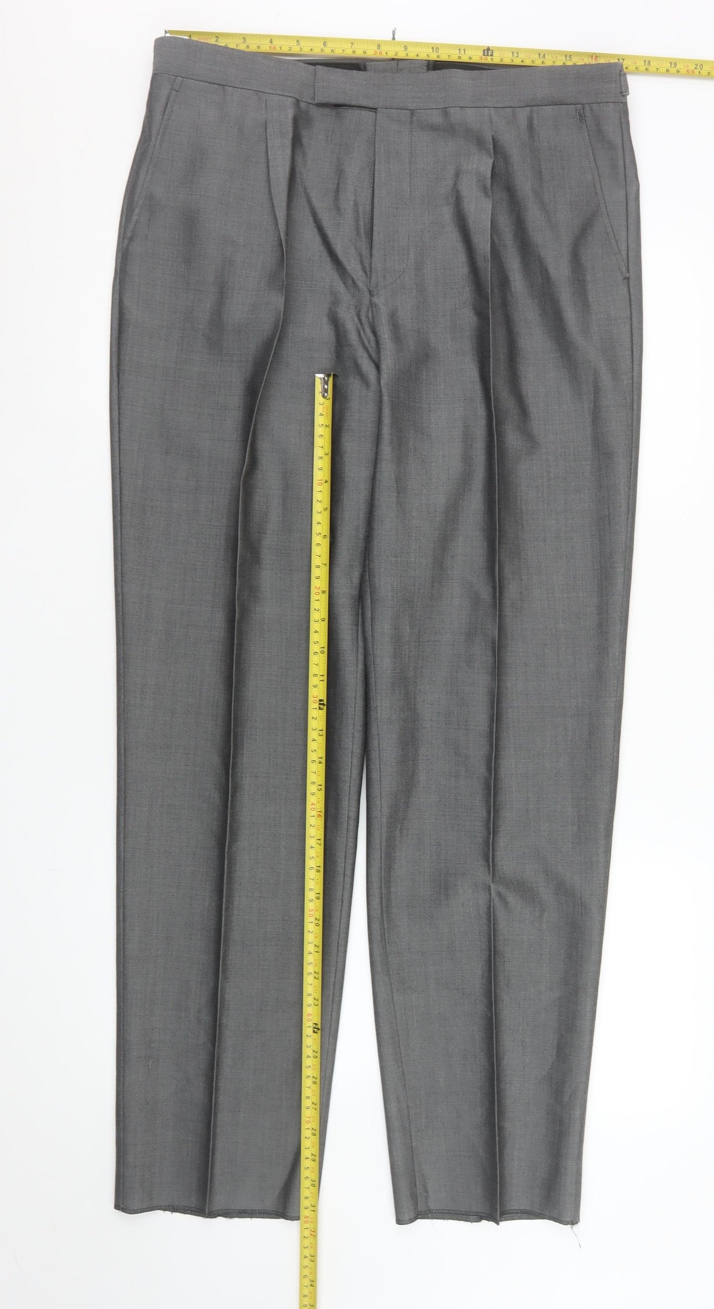 Torre Men's Grey Wool Mohair Blend Dress Trousers 36R Classic Fit