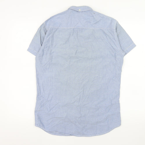 Diesel Men Blue Short Sleeve Button-Up Cotton Shirt S